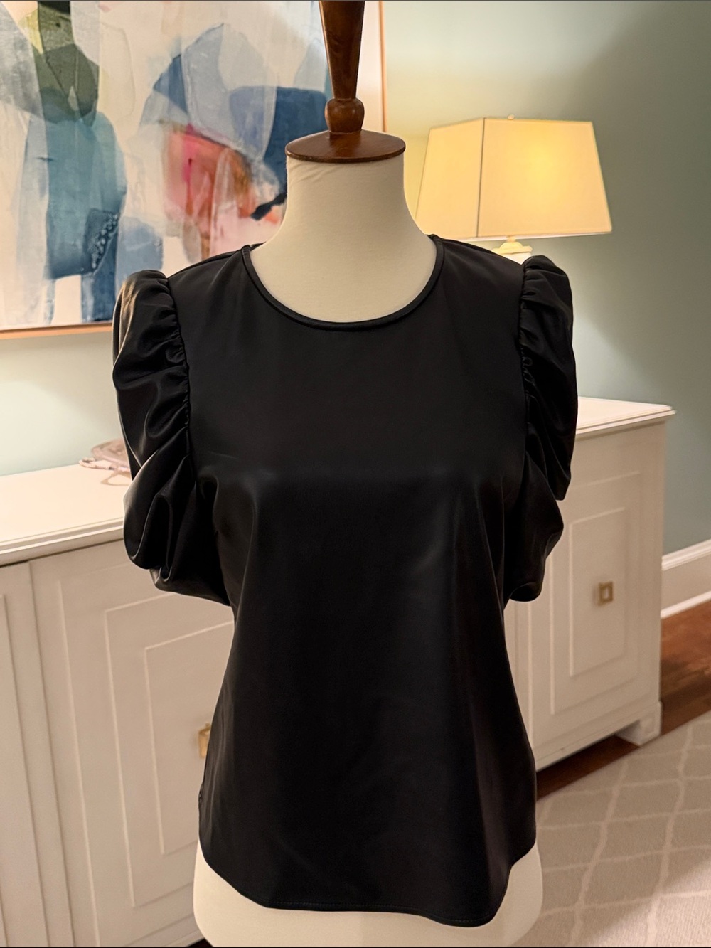 Black Puff Sleeve Women's Top - Brand: